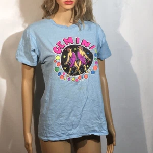 VINTAGE TShirt ORIGINAL GEMINI 1974 MADE IN USA T-SHIRT LARGE BABY BLUE CLASSIC - Picture 1 of 19