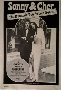 SONNY & CHER A Cowboy's Work Is Never Done ORIGINAL 1972 MCA PROMOTIONAL ADVERT - Picture 1 of 4