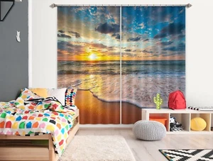 3D Sonnenuntergang Wellen H2278 Foto Blockout Vorhang Stoff Fenster Honey 2023 - Picture 1 of 7