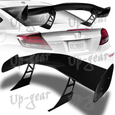 Universal 57" Primer Black GT1-Style Down Force Trunk Spoiler Wing + Bracket - Image 1 of 4