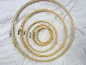 5 Wood Round Cross Stitch Ring Hoops With Adjustable Screw-3", 4" 6", 9", 12" - Picture 1 of 3