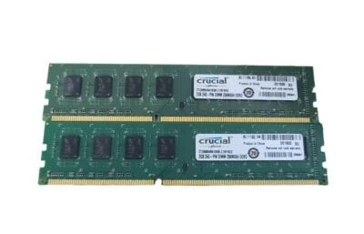 lot of 2 Crucial Micron CT25664BA160B.C 240 Pin 2GB DDR3 SDRAM RAM Memory Module - Image 1 of 4