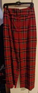 NWT -Women's Dress, Pants Flare Leg Size 24WP Black Red Plaid - Picture 1 of 7