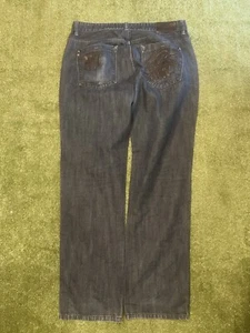VTG Y2K Marc Ecko Blue Baggy Embroidered Eagle Skater Jeans Tag 36 Fits 36x32 - Picture 1 of 10