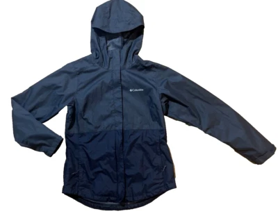 Chaqueta cortavientos Columbia con capucha para mujer pequeña gris azul XL0482 Foto 1 de 4