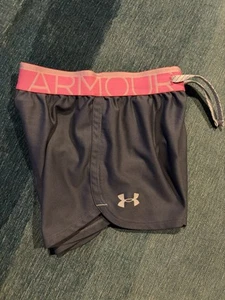 Under Armour Girls XS Loose Gray & Pink Athletic Heat Gear Kids Shorts - Picture 1 of 7