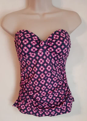 Tankini sin tirantes Boden Swim Ischia para mujer talla 4 EE. UU., talla 8 Reino Unido azul marino y rosa Foto 1 de 4
