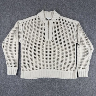 Suéter Splendid X Cella Jane para Mujer Pequeño Blanco Malla Tejido Media Cremallera Pullover Foto 1 de 4