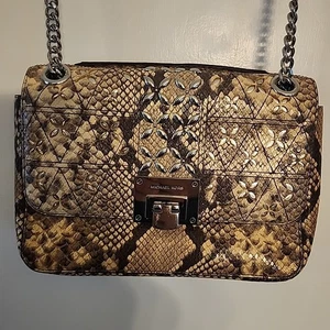 Michael Kors Carine Schultertasche Crossbody Leder braun hellbraun natur Kettenglied - Bild 1 von 10