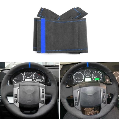Cubierta de volante de gamuza negra + azul para Land Rover Freelander 2 2007-2012 LR2 Foto 1 de 4