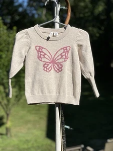 Suéter Janie & Jack Talla 12-18 Meses Mariposa Manga Abullonada Suéter Caqui Rosa - Imagen 1 de 5