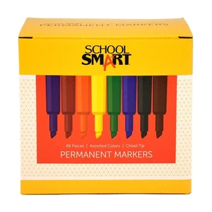 Non-Toxic Permanent Markers, Broad Chisel Tip, Assorted Colors, Pack of 48 - Picture 1 of 8