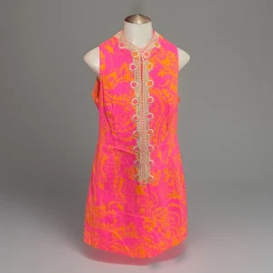 Neu mit Etikett Lilly Pulitzer Alexa Etuikleid Damen 10 Pop Pink Seaesta Reißverschluss vorne & hinten - Bild 1 von 24