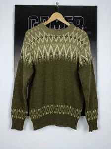 🚨 Dale Of Norway Vintage Crazy Knitted Wool Sweater Green Srteetwear Sz L - Picture 1 of 11