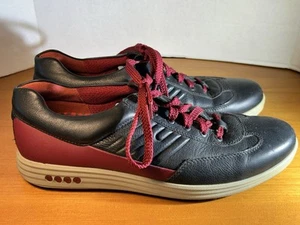 Ecco Golf Shoes Mens 12 - 12.5 Black Red Leather Hydromax Spikeless Comfort NICE - Picture 1 of 11