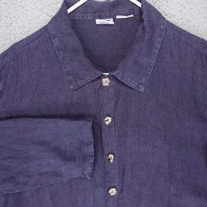 Camicia CP Shades Sausalito puro lino irlandese uomo M blu navy casual minimalista - Foto 1 di 13