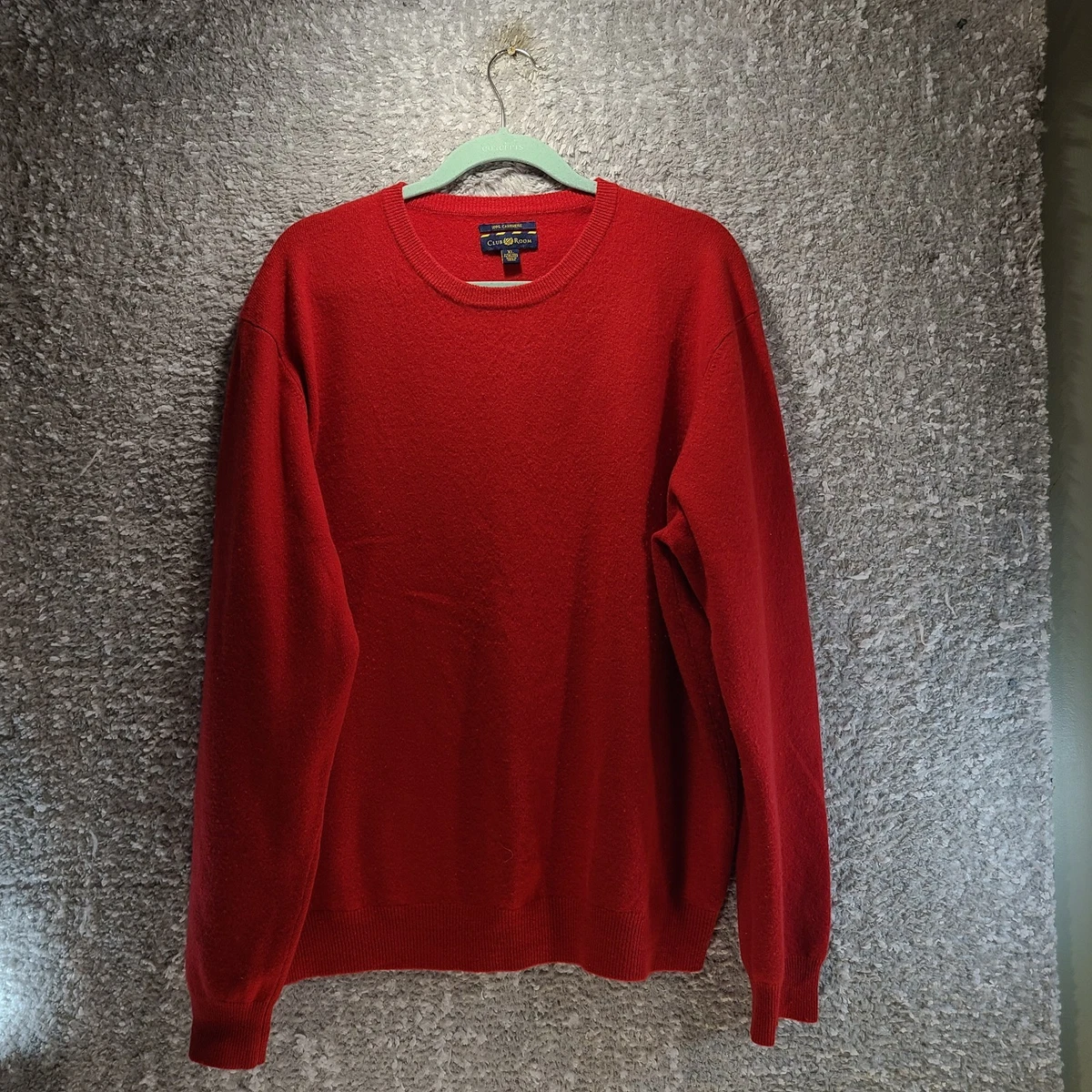 Club Room 100% 2-Ply Cashmere Men's Sweater Crew Neck XL Red | eBay