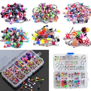 Wholesale Lots Mixed Lip Piercing Body Jewelry Barbell Rings Tongue Ring 60XB-qk - Picture 1 of 5