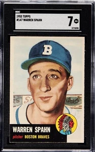 1953 TOPPS SP #147 WARREN SPAHN HALL OF FAME MILWAUKEE BRAVES SHORT PRINT! SGC 7 - Picture 1 of 2