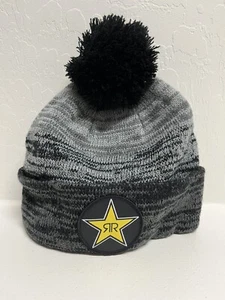 Rockstar Energy Drink Beanie Black Gray Wool Knit Winter Cap Hat - Picture 1 of 6