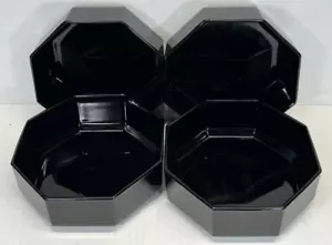 (4) Vtg MCM Arcoroc Octime 5.75” Black Octagonal Glass Bowl Made in France - Picture 1 of 4