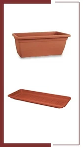 Fioriera Rettangolare per Fiori Giardino Vaso da Esterno Balcone con Sottovaso - Foto 1 di 6