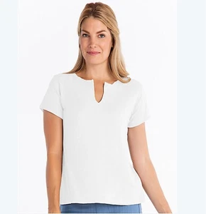 NUEVO CON ETIQUETAS Nuevo FRESH PRODUCT Blanco SLUB CUELLO DIVIDIDO TOP GRANDE L - Imagen 1 de 1
