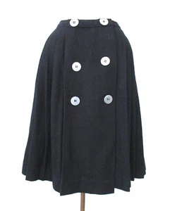 Vtg 50s 60s Black Tweedy Wool Pleated Rockabilly Swing Skirt Kilt-Style 24 in. - Picture 1 of 4