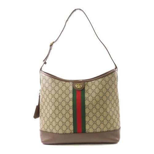 Borsa a tracolla Gucci GG GHW Supreme Ophidia 781392 tela rivestita marrone