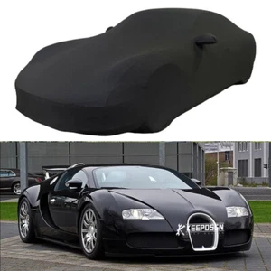 Cubierta de coche totalmente negra satinada elástica contra arañazos protección contra el polvo interior para Bugatti Veyron - Imagen 1 de 14