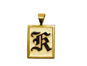 11mm Hawaiian Heirloom Jewelry 14K Gold Raised Enamel Initial Square Pendant - Picture 1 of 1