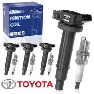 4x Ignition Coil & Spark Plug For 673-1307 Toyota Camry RAV4 Highlander 2.4L L4 - Picture 1 of 6