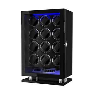 Automatic 12 Watches LCD Watch Winder LED Display Organizer Box Quiet Motors - Picture 1 of 9