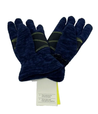 Guantes de agarre con parche de palma forrados de vellón para niños todo en movimiento azul marino talla 4-7 Foto 1 de 4