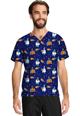 Cookie Monster Cherokee Scrubs Sesame Street Unisex V Neck Top TF728 SWDC - Image 1 of 4
