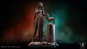 Statua Bastet Rituale Casting Stampa 3D Non Verniciata Non Assemblata - Foto 1 di 20