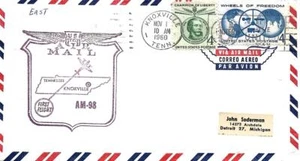 First Airmail Flight Knoxville - Bristol TN November 1 1960 AAMC#98E59 - Picture 1 of 1