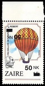 ZAIRE 1414K - Hot Air Balloons "Double Overprint with one Inverted" (pb84688) - Picture 1 of 1