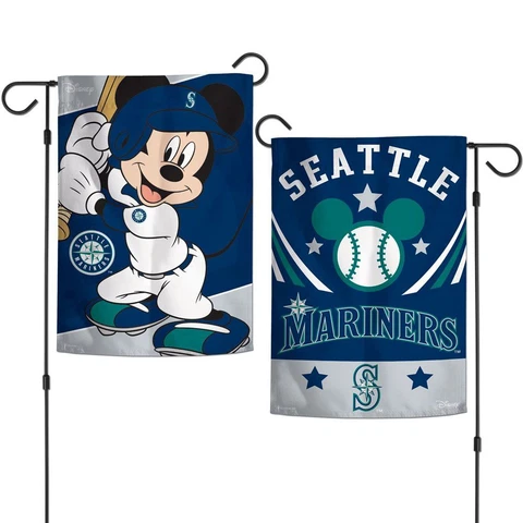 SEATTLE MARINERS MICKEY MOUSE DISNEY 12"X18" 2-SIDED GARDEN FLAG NEW WINCRAFT Cover