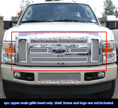 Se adapta a Ford F-250/F-350 Super Duty 2008-2010 rejilla superior de malla cromada de acero inoxidable Foto 1 de 2