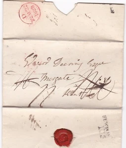 1828 CARTA PREESTAMPILLADA DE KILOMETRAJE NEWPORT ISLA OF WIGHT A EDWARD DEERING MARGATE - Imagen 1 de 2