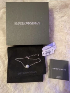 EMPORIO ARMANI Armband, tolle Armkette Silber mit Perle EDEL - NP 129,00€ - Bild 1 von 5