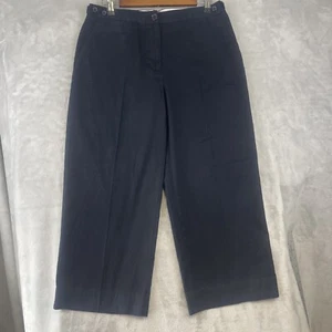 Lands End Capris Women’s Sz 10 Navy Wide Leg Crop Adjustable Waist Pants - Picture 1 of 12