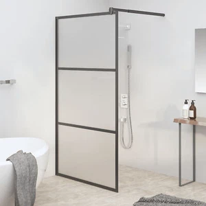 Lechnical Walk-in Shower Wall 115x195 Frosted Glass Black,Walk-in Shower L6A5 - Picture 1 of 7