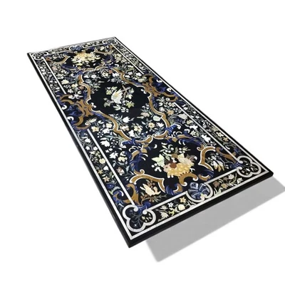 Marble Inlay Dining Table Top floral Pietradura Stone Artwork Home Outdoor Decor - Image 1 of 4