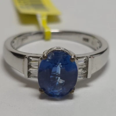 STS Kyanite & White Topaz Platinum Plated 925 Silver Ring Size 11 - Image 1 of 4