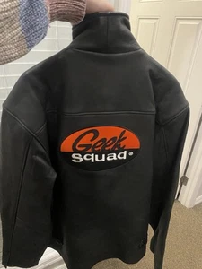 Geek Squad Black Leather Jacket Mens Size XLT - Picture 1 of 5