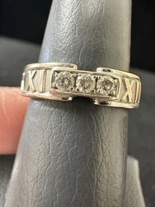 18k White Gold Authentic Tiffany & Co Atlas Diamond Band/Ring Size 7.5 Box/Pouch - Picture 1 of 9