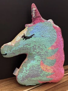 2 Scoops Unicorn Plush Reversible Flip Sequin Pillow Toy, 15" Clean Good Shape - Picture 1 of 5