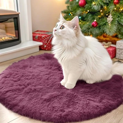 Burgundy Round Rugs for Bedroom - Machine Washable, 2 ft Circle Area Rugs for... - Image 1 of 4